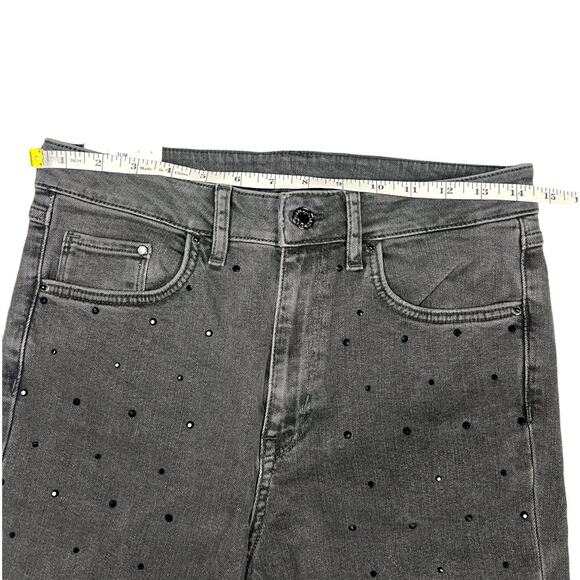 H&M & Denim Jeans Slim Ankle High-Waist Washed Black Grey Studded NEW Women's 30 - Picture 5 of 14